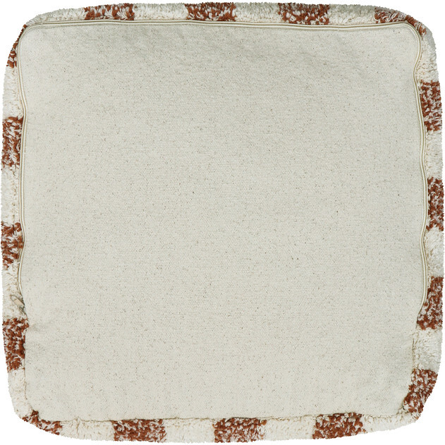 Vichy Plush Tablecloth-Inspired Pouf, Toffee - Ottomans - 5