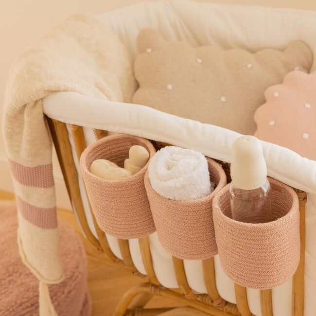 3-Cylindrical Handcrafted Braided Cord Crib Basket, Bobby Vintage Nude - Storage - 2
