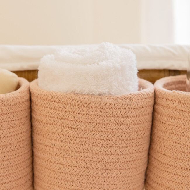 3-Cylindrical Handcrafted Braided Cord Crib Basket, Bobby Vintage Nude - Storage - 4