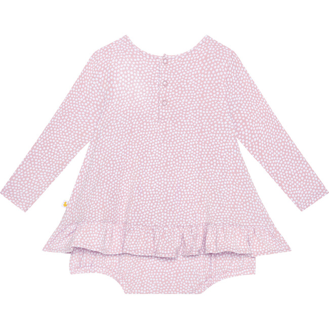 Pastel Orchid Polka Dot Long Sleeve Bubble Romper Dress, Purple - Dresses - 2