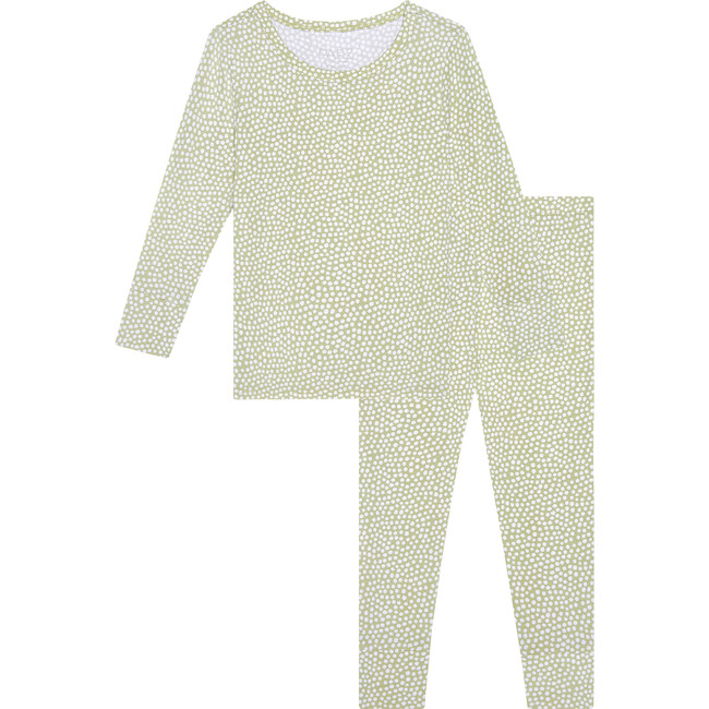 Sage Polka Dot Long Sleeve Basic Pajama, Green