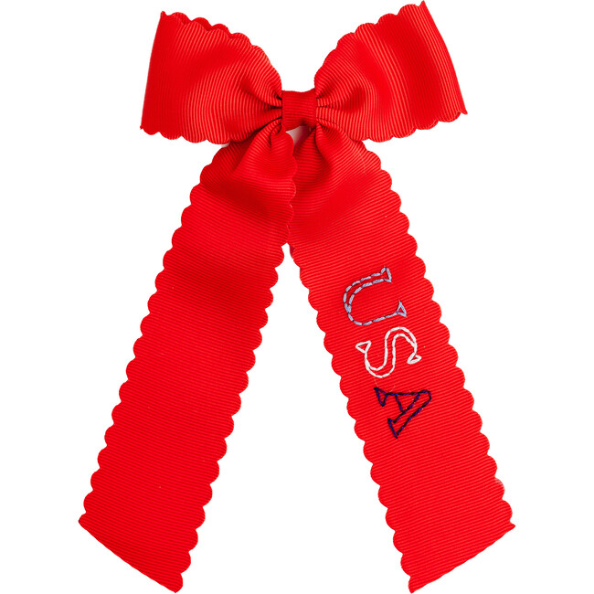 Scalloped USA Bow, Red