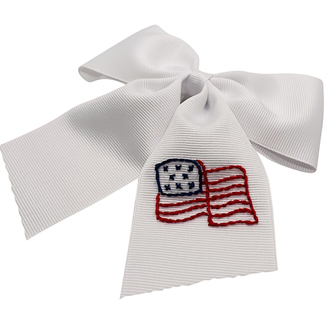American Flag Bow, White