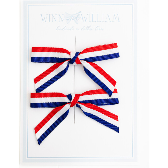 Patriotic Ribbon Pigtail Bows, Red White & Blue