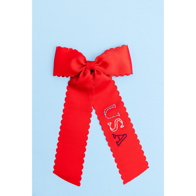 Scalloped USA Bow, Red