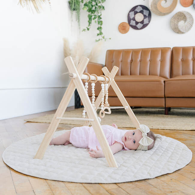 Linen Round Play Mat, Taupe - Playmats - 7