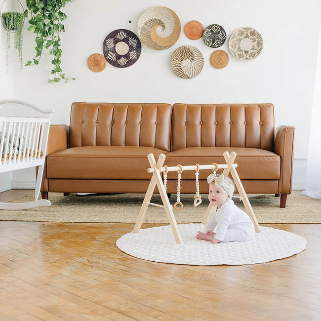 Linen Round Play Mat, Ivory - Playmats - 8