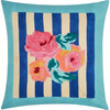 Nizam Stripes Blue Natural Cushion, 24x24 - Decorative Pillows - 1 - thumbnail
