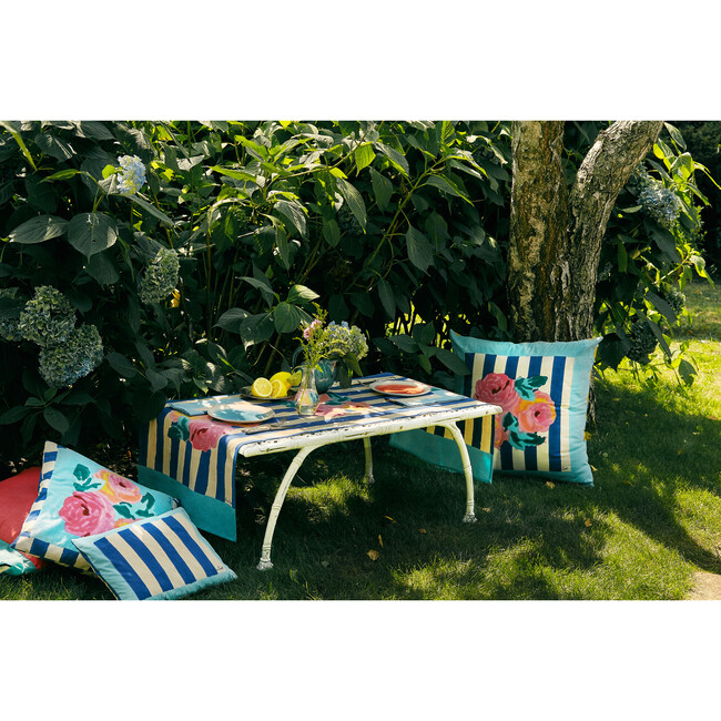 Nizam Stripes Blue Natural Cushion, 24x24 - Decorative Pillows - 2