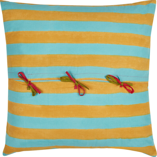 Nizam Stripes Blue Natural Cushion, 24x24 - Decorative Pillows - 3
