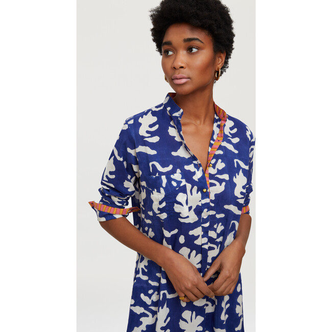 Women's Long Kurta, Matisse Royal Blue - Tunics - 3