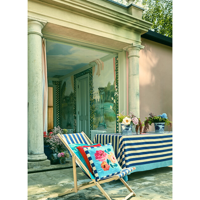 Nizam Stripes Blue Natural Cushion, 18x18 - Decorative Pillows - 3