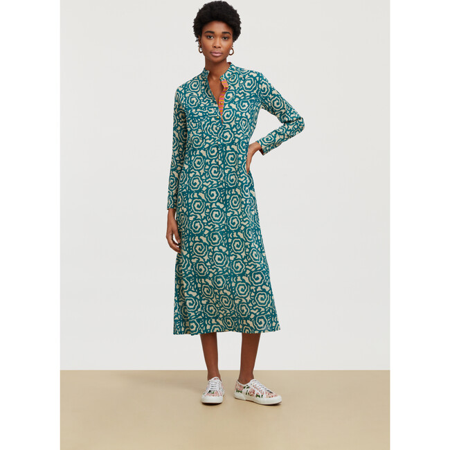 Women's Long Kurta, Spiral Peacock Natural - Tunics - 4