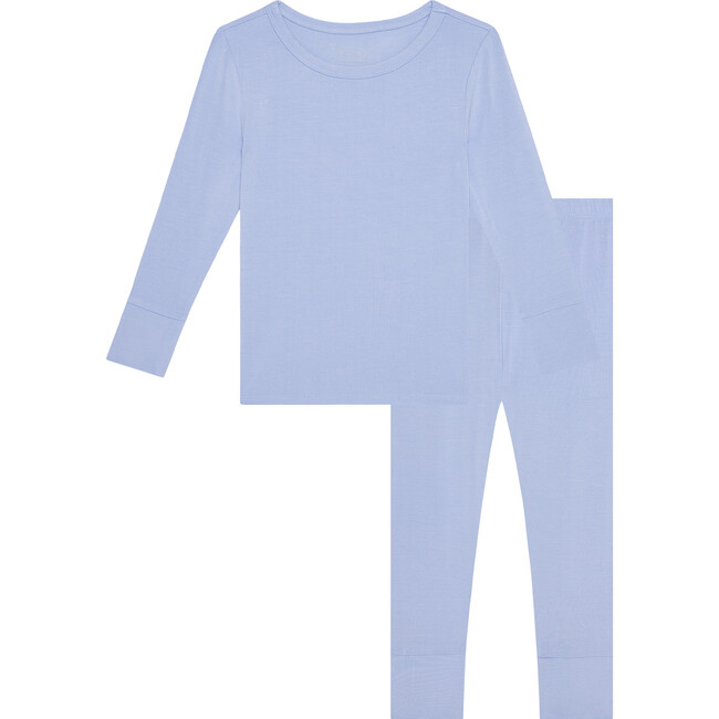 Solid Cloud Blue Newborn Long Sleeve Basic Pajama, Blue - Pajamas - 1