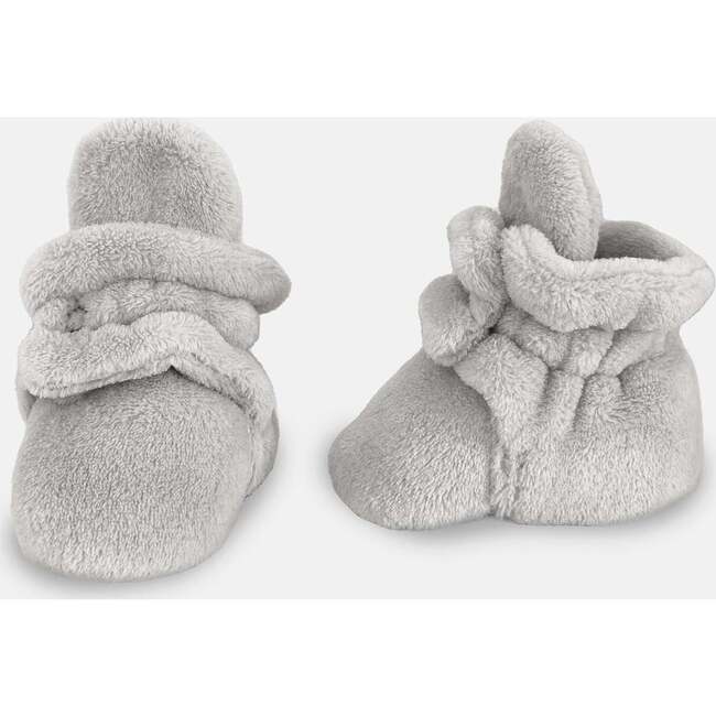 Plush Baby Booties With Anti-Slip Grip Soles, Pearl - Booties - 3