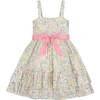 Summer Meadow Girls Party Dress, Pink & White - Dresses - 1 - thumbnail