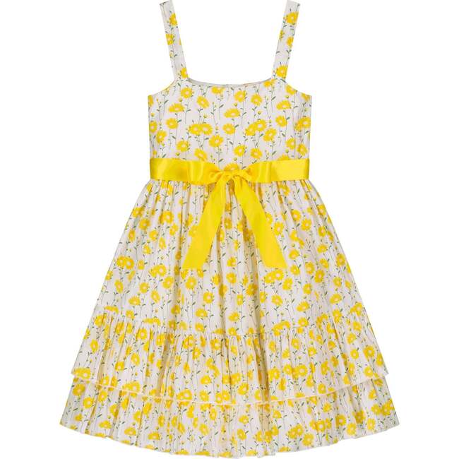 Summer Floral Girls Party Dress, Yellow & White