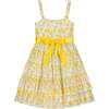 Summer Floral Girls Party Dress, Yellow & White - Dresses - 1 - thumbnail