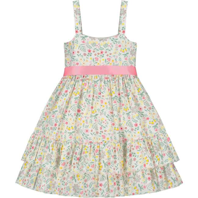 Summer Meadow Girls Party Dress, Pink & White - Dresses - 2