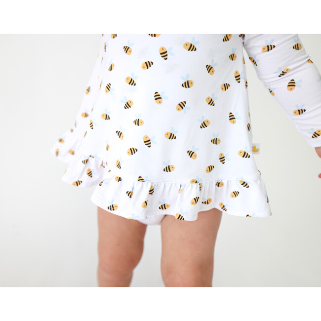 Darby Long Sleeve Bubble Romper Dress, White - Dresses - 5