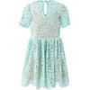 Chateau Lace Short Sleeve Mini Dress, Aqua - Dresses - 1 - thumbnail