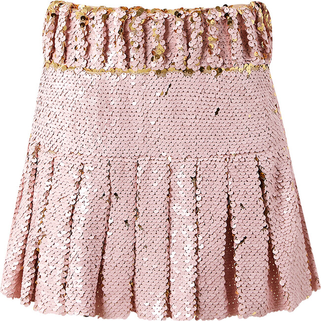 Sparkle Sequin Pleated Mini Skirt, Pink