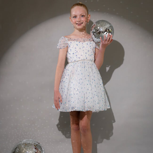 Fairy Princess Sequin Mini Dress, Ivory - Dresses - 2