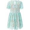 Chateau Lace Short Sleeve Mini Dress, Aqua - Dresses - 3