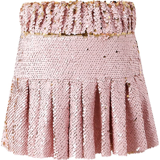 Sparkle Sequin Pleated Mini Skirt, Pink - Skirts - 3