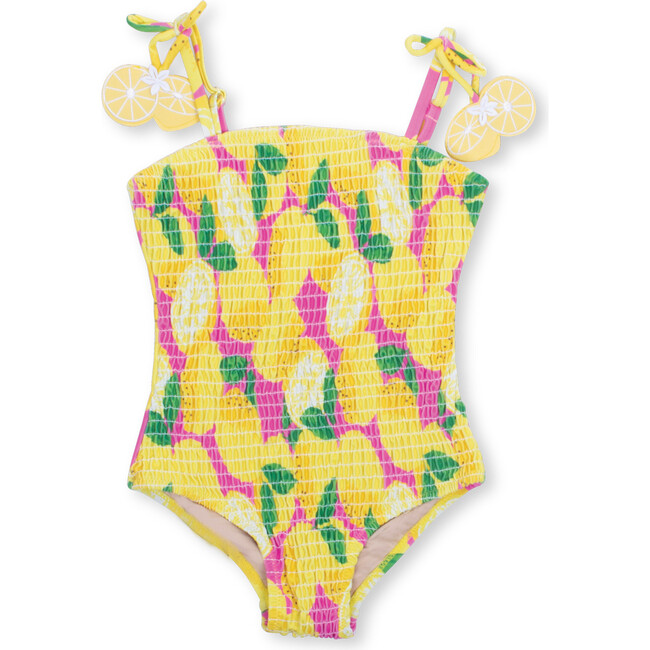 Summer Smocked One-Piece Swimsuit, Lemonade