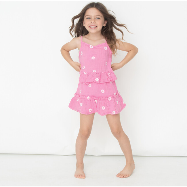Bubble Gauze Embroidered Ruffle Skirt, Pink - Cover-Ups - 2
