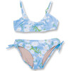 Garden Party Zig-Zag Stitch Tie-Back Bikini, Blue - Two Pieces - 1 - thumbnail