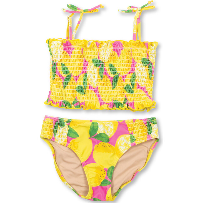 Summer Zig-Zag Stitch Smocked Bikini, Lemonade