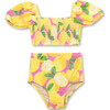 Summer High Waist Smocked Bikini, Lemonade - Two Pieces - 1 - thumbnail