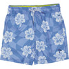 Hibiscus Check 4-Way Stretch Swim Trunk, Blue - Swim Trunks - 1 - thumbnail