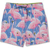 Shady Flamingo 4-Way Stretch Swim Trunk, Blue And Pink - Swim Trunks - 1 - thumbnail
