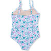 Floral Patchwork Wrap One-Piece Swimsuit, Blue And Multicolors - One Pieces - 4