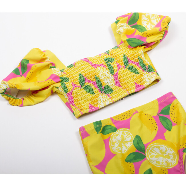 Summer High Waist Smocked Bikini, Lemonade - Two Pieces - 3