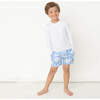 Hibiscus Check 4-Way Stretch Swim Trunk, Blue - Swim Trunks - 2
