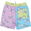 Shark Block Water Appearing Swim Trunk, Green And Blue - Swim Trunks - 2
