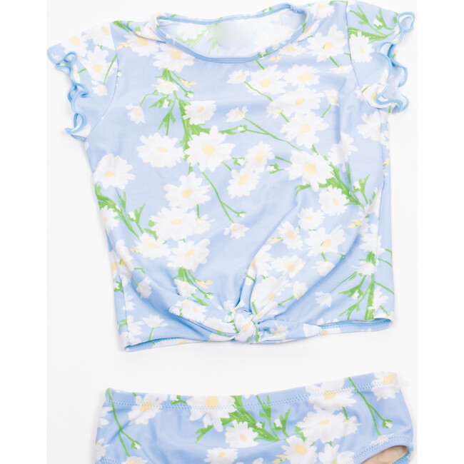 Garden Party Ruffle Sleeve Two-Piece Rashguard Set, Blue - Two Pieces - 4