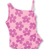 Retro Daisy Shimmer One Shoulder One-Piece Swimsuit, Pink - One Pieces - 3