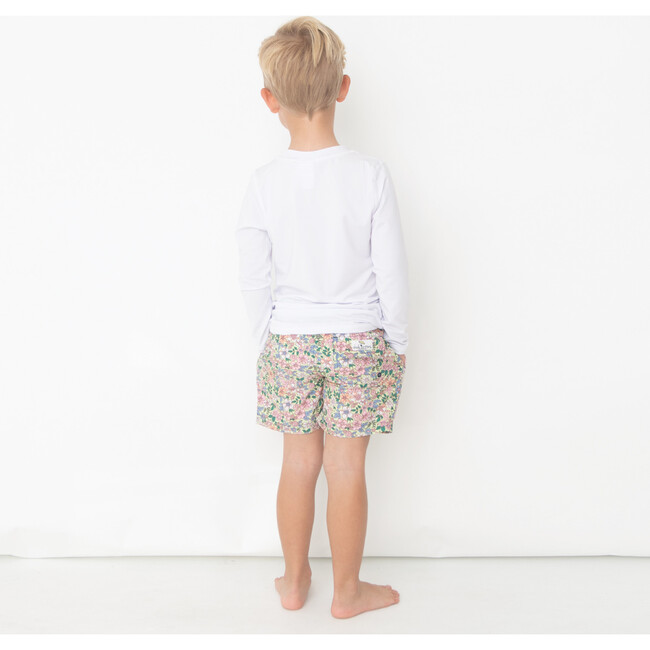 Ditsy Floral 4-Way Stretch Swim Trunk, Citron - Swim Trunks - 3