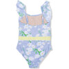 Garden Party Ruffle Shoulder One-Piece Swimsuit, Blue - One Pieces - 3