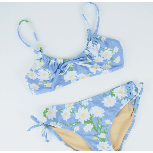 Garden Party Zig-Zag Stitch Tie-Back Bikini, Blue - Two Pieces - 3