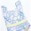 Garden Party Ruffle Shoulder One-Piece Swimsuit, Blue - One Pieces - 5