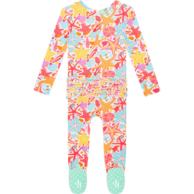 Sandy Footie Ruffled Zippered One Piece, White - Footie Pajamas - 2