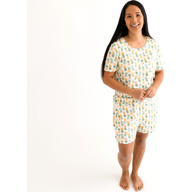Women's McGuire Short Sleeve Scoop Neck And Shorts Pajama, Beige - Pajamas - 5