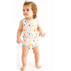 Ice Cream Parlor Varsity Bubble Romper, White - Rompers - 2