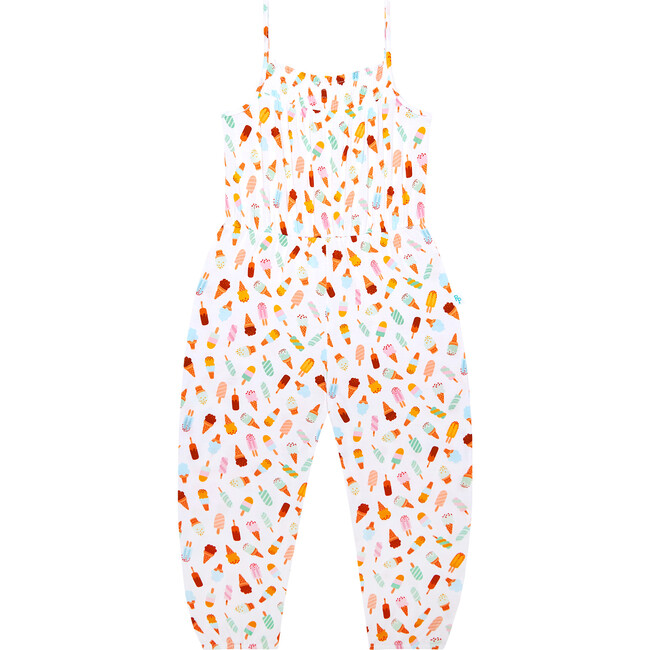 Ice Cream Parlor Smocked Spaghetti Jumpsuit, White - Posh Peanut ...